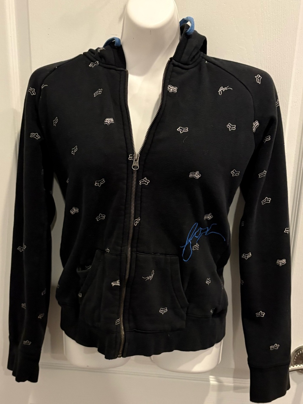 Fox Girls Black Logo Head Zip-up Hoodie Size M - Picture 5 of 9